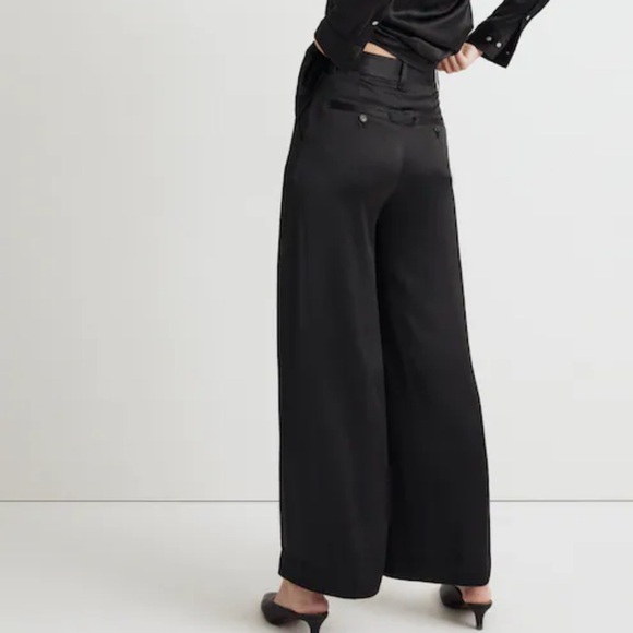 Madewell Petite Black The Harlow Wide Leg Pant in Satin Size 0P - Picture 2 of 13